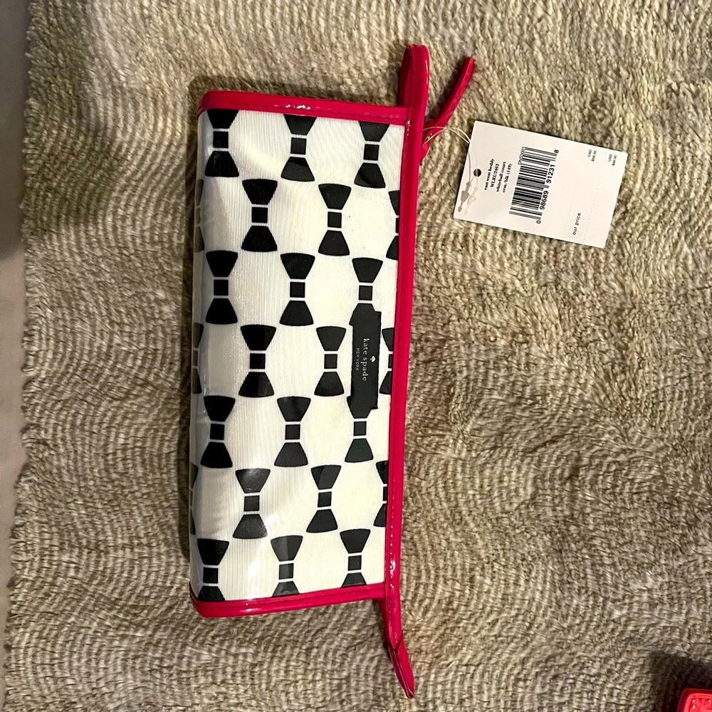 Kate Spade makeup bag white with bows